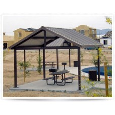 Gabled Shelter Steel 24 ga T and G Deck with Fiberglass Shingle 24x64