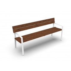 8 foot NEW HAVEN BENCH WITH BACK THERMALLY MODIFIED ASH PLANK PC FRAME