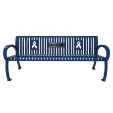 6 foot WILMINGTON CANCER AWARENESS RIBBON BENCH With BACK SLAT PC