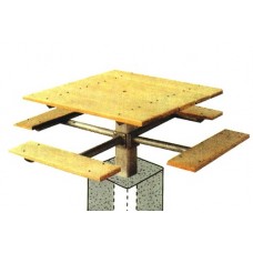 4SPTCA Square Table Aluminum Plank 6 inch post BLACK Powder Coated