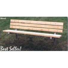 6 foot Treated SYP Slats Bench with Back Inground